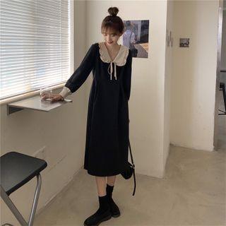 Sailor-collar Bow-detail Long-sleeve Dress