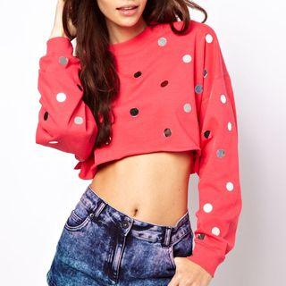 Sports Dotted Cropped Long-sleeve Sweatshirt