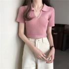 Short-sleeve Bow Back Knit Top