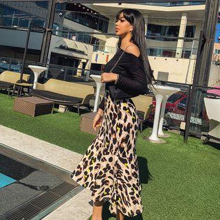 Band-waist Leopard Mermaid Skirt