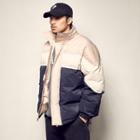 Contrast Panel Padded Zip Jacket