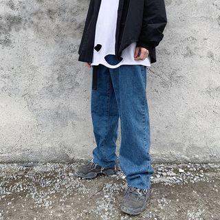 Frayed Hem Loose Fit Jeans
