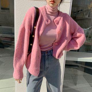 Pastel Drop-shoulder Furry Cardigan