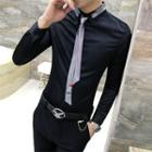 Long-sleeve Tie-accent Shirt