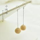 Sterling Silver Pompom-accent Drop Earrings