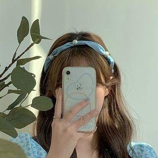 Faux Pearl Headband 1 Pc - Blue & Black - One Size