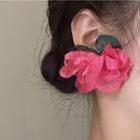 Flower Mesh Earring 1 Pair - Pink - One Size