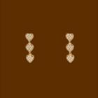 Heart Faux Pearl Dangle Earring 144 - 1 Pair - 925 Silver Needle - Heart - Gold - One Size