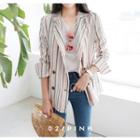 Fray-edge Double-breasted Pinstriped Jacket