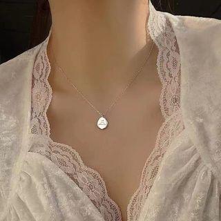 Disc Pendant Sterling Silver Choker 1pc - Silver - One Size