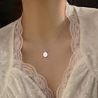 Disc Pendant Sterling Silver Choker 1pc - Silver - One Size