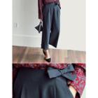 Beribboned Band-waist Wide-leg Pants