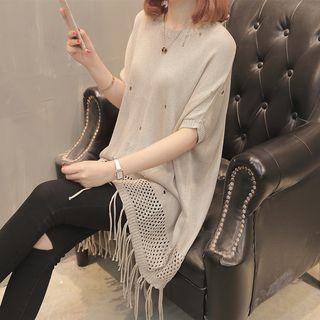 Fringed Short-sleeve Sweater