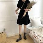 Cutout Back Ruffle Hem Short-sleeve T-shirt Dress