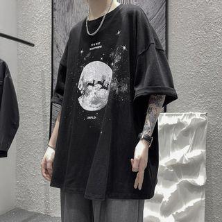 Moon Print Oversized Tee