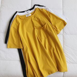 Pocket Detail Short-sleeve Knit Top