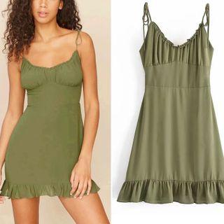 Tie-strap Ruffled-trim Mini Dress