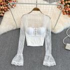 Bell Sleeve Sheer Lace Top