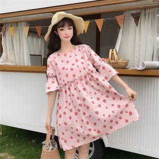 Strawberry Elbow-sleeve A-line Dress