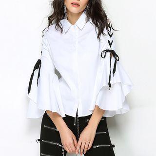 Tie Neck 3/4-sleeve Chiffon Shirt