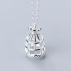 925 Sterling Silver Bird Cage Pendant Necklace S925 Sterling Silver Pendant Necklace - One Size