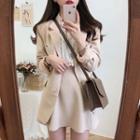 Plain Blazer / Mini A-line Skirt / Dotted Blouse