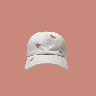 Ribbon Lace Up Embroidered Heart Baseball Cap