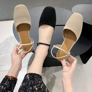 Ankle-strap Block-heel Knit Sandals