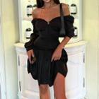 Long Sleeve V-neck Button-up Mini Dress