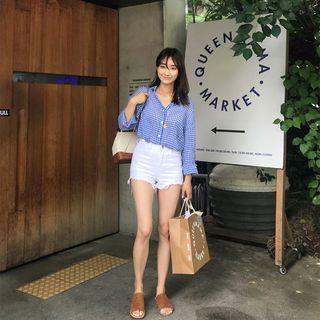 Cutout Fray-hem Shorts