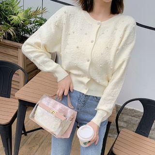 Faux Pearl Cardigan White - M