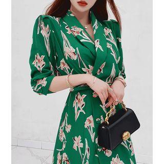 Floral Print Wrap Dress With Belt