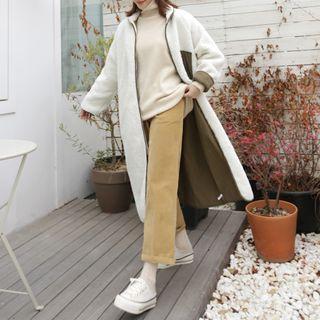 Contrast-trim Reversible Sherpa-fleece Jacket Ivory - One Size