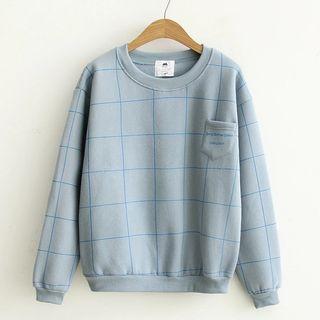 Plaid Fleece-lined Sweatshirt