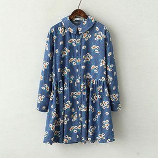 Floral Print Long Sleeve Shirt Dress