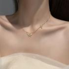 Butterfly Pendant Necklace Necklace - Cat Stone - Butterfly - Gold & White - One Size