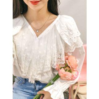 Layered Lace-frill Blouse One Size