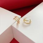 Layered Ear Stud 1 Pair - 925 Silver Stud - Gold - One Size