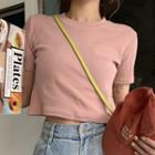 Plain Crewneck Cropped T-shirt