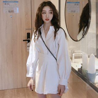 Set: Long-sleeve Shirt + Wide-leg Shorts Shirt - White - One Size / Shorts - White - One Size