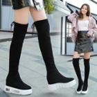 Elastic Fabric Platform Over-the-knee Boots