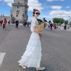 Set: Fringed Short-sleeve Top + Layered Maxi A-line Skirt