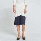 Color-block Pleated-hem Skirt