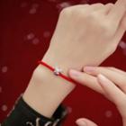 925 Sterling Silver Mouse Red String Bracelet Silver - One Size