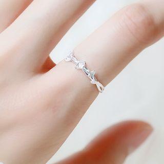 925 Sterling Silver Leaf Open Ring 1 Pcs - Silver - One Size