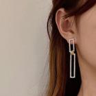 Rectangle Rhinestone Dangle Earring 1 Pair - Gold - One Size