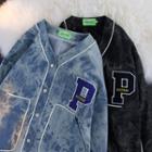 Letter Embroidered Tie Dye Jacket