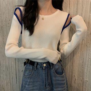 Cold Shoulder Ribbed Knit Top