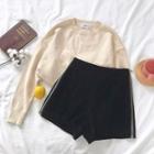 Zip-detail Velvet Wide-leg Shorts