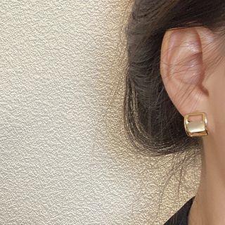 Cat Eye Stone Alloy Earring 1 Pair - E4011 - Gold - One Size